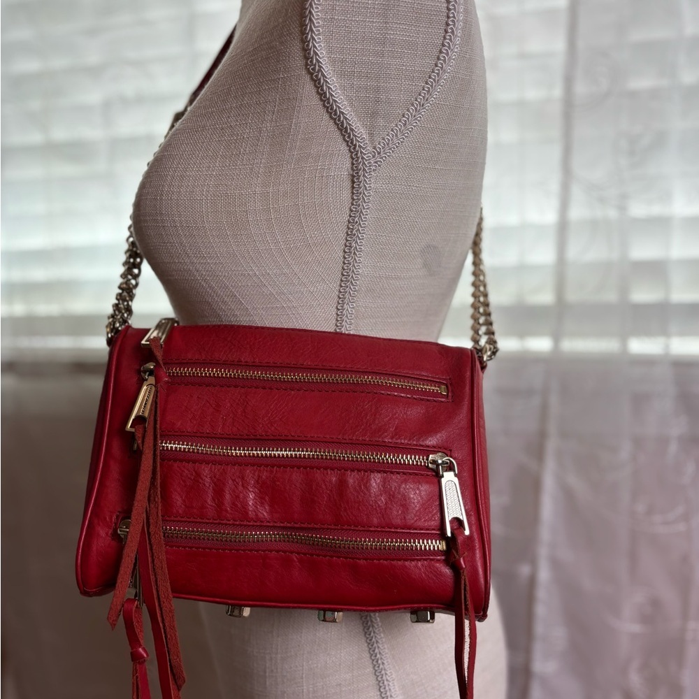 Rebecca Minkoff 5 Zip Red Crossbody Bag - Picture 12 of 16